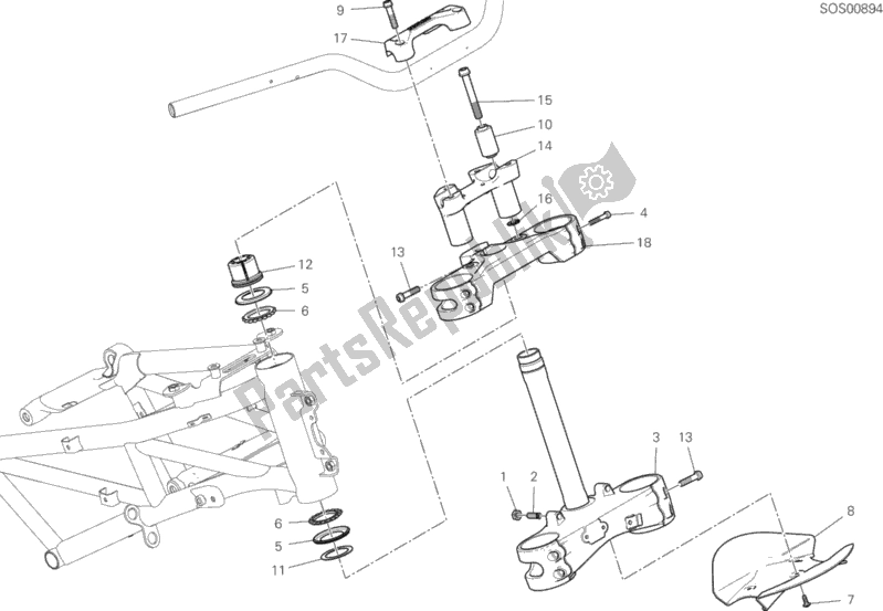 Todas las partes para Montaje De La Base Del Cabezal De Dirección de Ducati Multistrada 950 S SW USA 2020